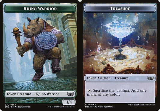 Rhino Warrior (011) // Treasure (013) Double-Sided Token - Foil