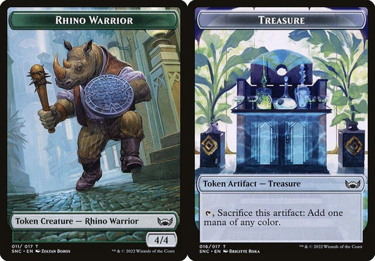 Rhino Warrior (011) // Treasure (016) Double-Sided Token - Foil
