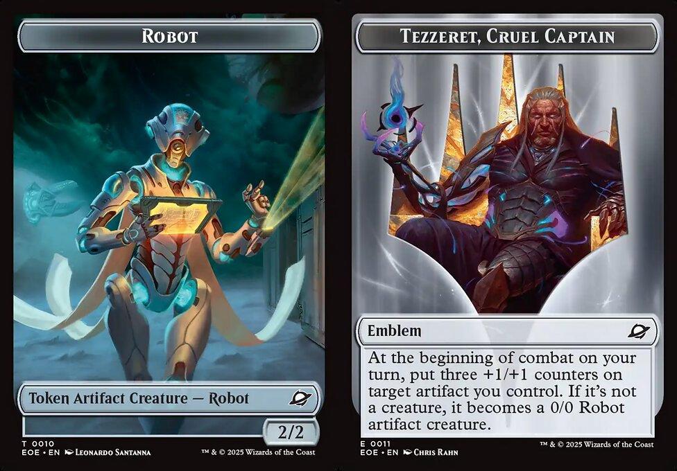 Robot (0010) // Tezzeret, Cruel Captain Emblem (0011) Double-Sided Token
