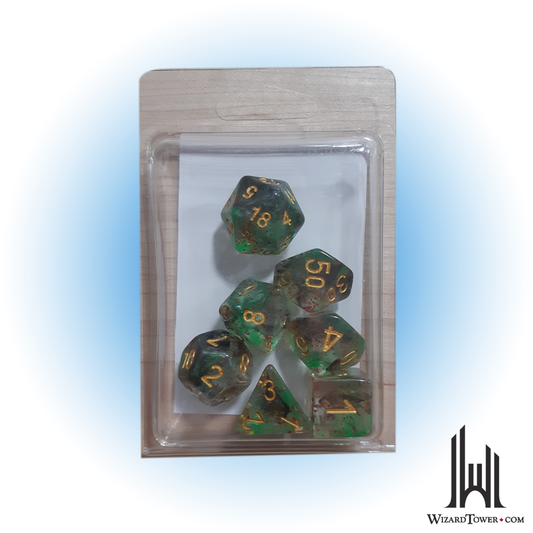 Dice Set - Rolling Dead Green-Black / Red 7ct