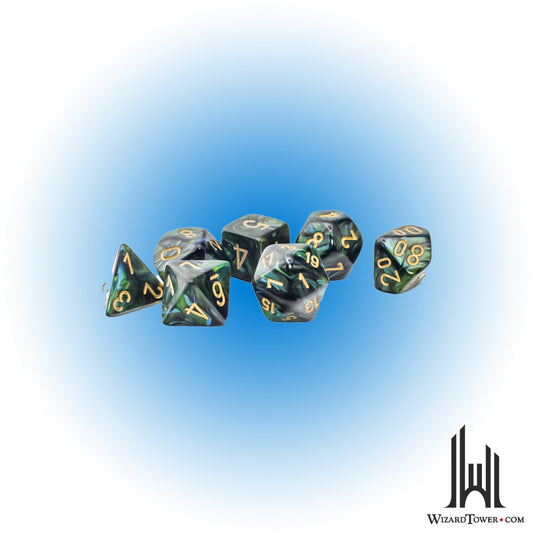 Dice Set - Scarab Jade / Gold Mega 7ct