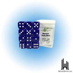 Dice Set - Opaque Blue / White 18mm d6 12ct
