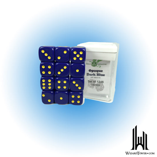 Dice Set - Opaque Blue / Yellow 18mm d6 12ct