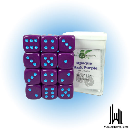 Dice Set - Opaque Purple / Light Blue 18mm d6 12ct