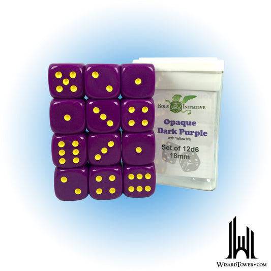 Dice Set - Opaque Purple / Yellow 18mm d6 12ct