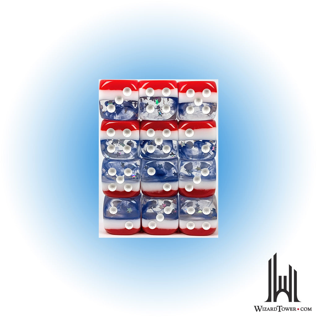 Dice Set - Stars & Stripes 18mm d6 12ct