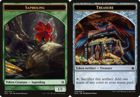 Saproling (001) // Treasure (010) Double-Sided Token