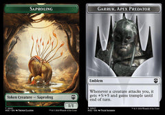 Saproling (0021) // Garruk, Apex Predator Emblem (0027) Double-Sided Token - Ripple Foil