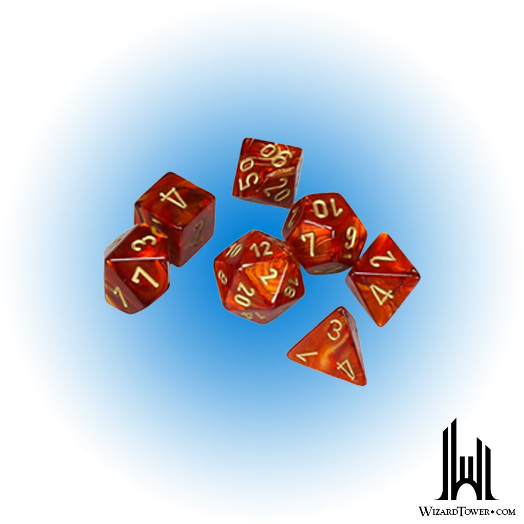 Dice Set - Scarab Scarlet / Gold Mini 7ct