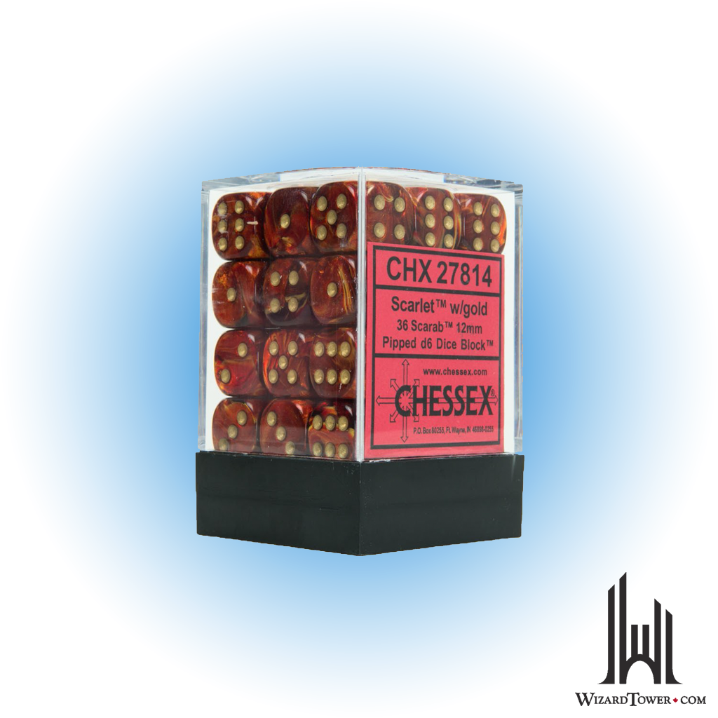 Dice Set - Scarab Scarlet / Gold 12mm d6 36ct