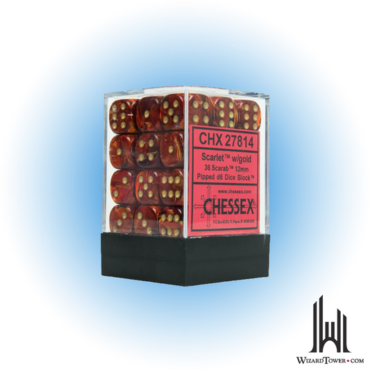 Dice Set - Scarab Scarlet / Gold 12mm d6 36ct