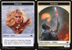 Serra the Benevolent Emblem (020) // Soldier (004) Double-Sided Token