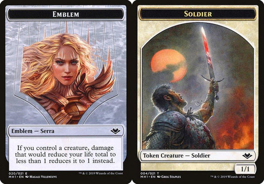 Serra the Benevolent Emblem (020) // Soldier (004) Double-Sided Token