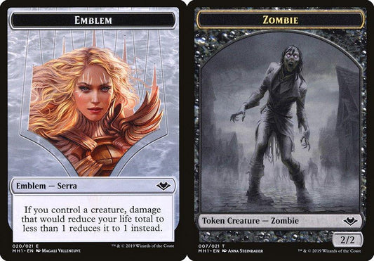 Serra the Benevolent Emblem (020) // Zombie (007) Double-Sided Token