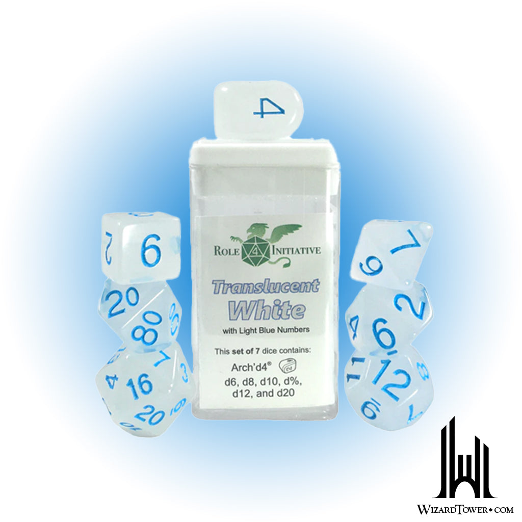 Dice Set - Translucent White / Blue 7ct