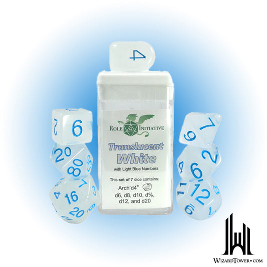 Dice Set - Translucent White / Blue 7ct