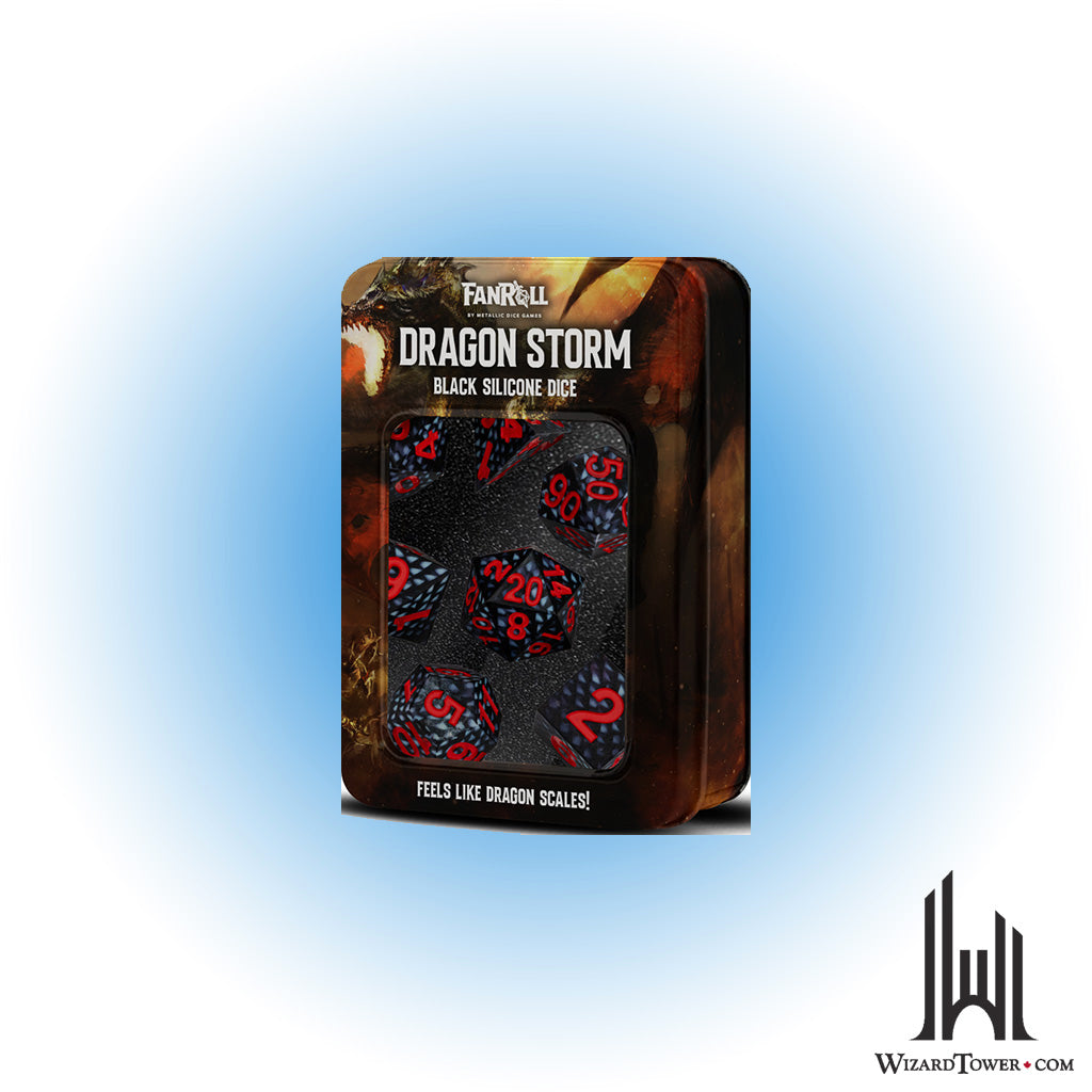 Dice Set - Silicone Dragon Storm Black Scales 7ct
