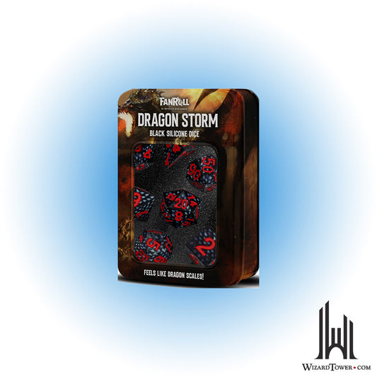 Dice Set - Silicone Dragon Storm Black Scales 7ct