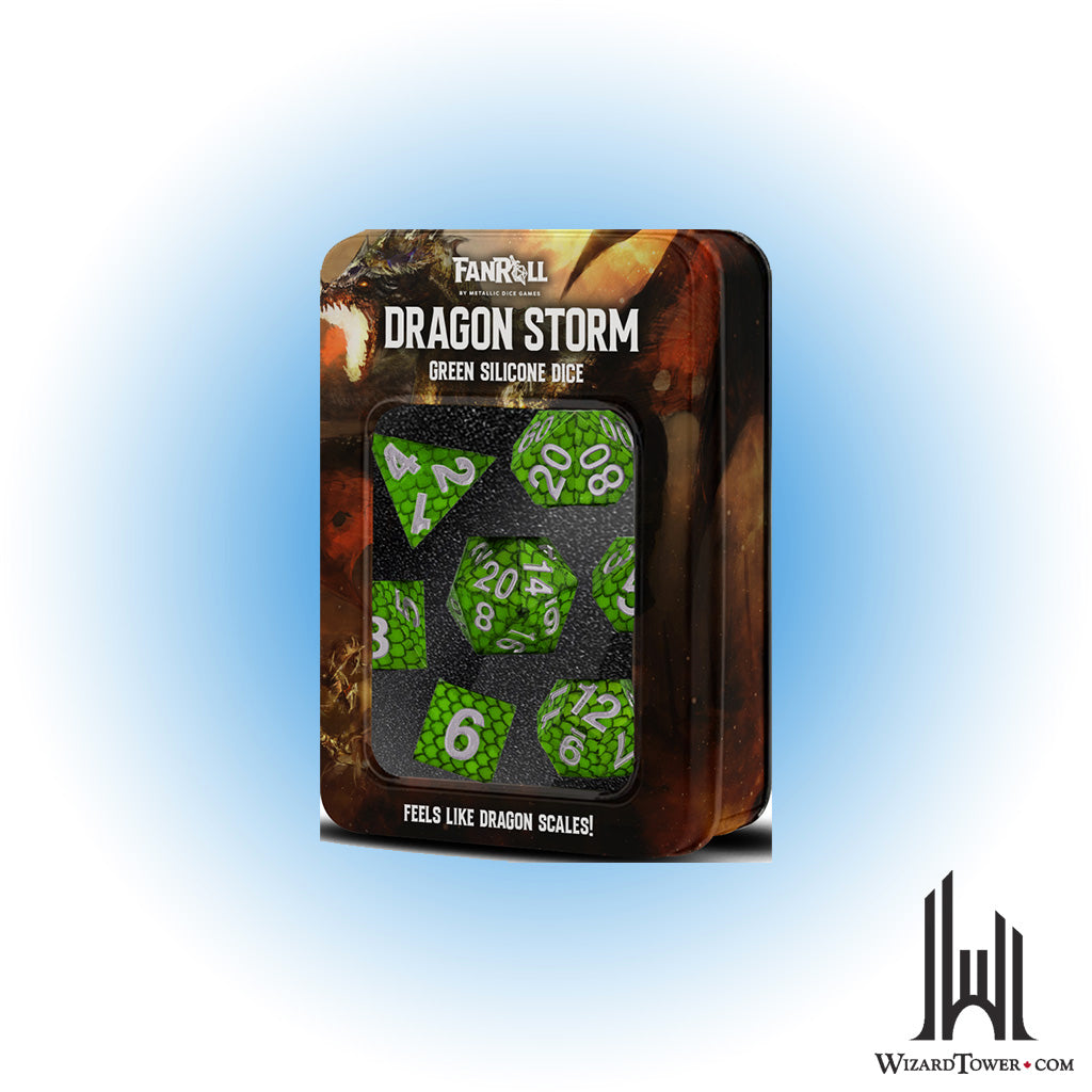 Dice Set - Silicone Dragon Storm Green Scales 7ct