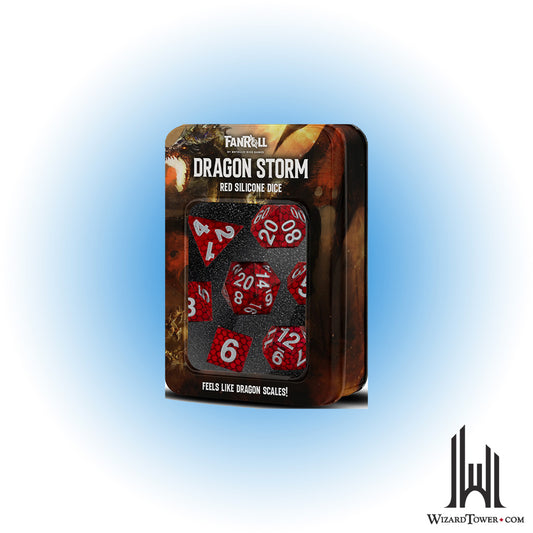 Dice Set - Silicone Dragon Storm Red Scales 7ct