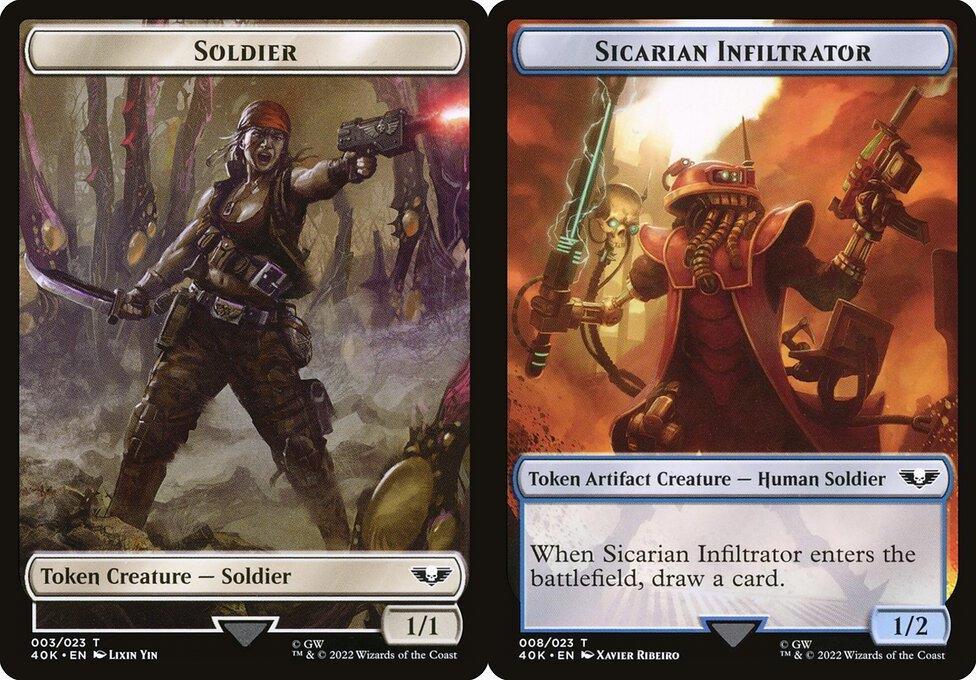 Soldier (003) // Sicarian Infiltrator (008) Double-Sided Token - Surge Foil