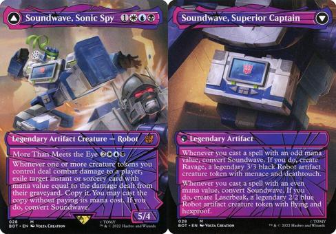 Soundwave, Sonic Spy // Soundwave, Superior Captain (028) (Borderless) - Shattered Glass Foil