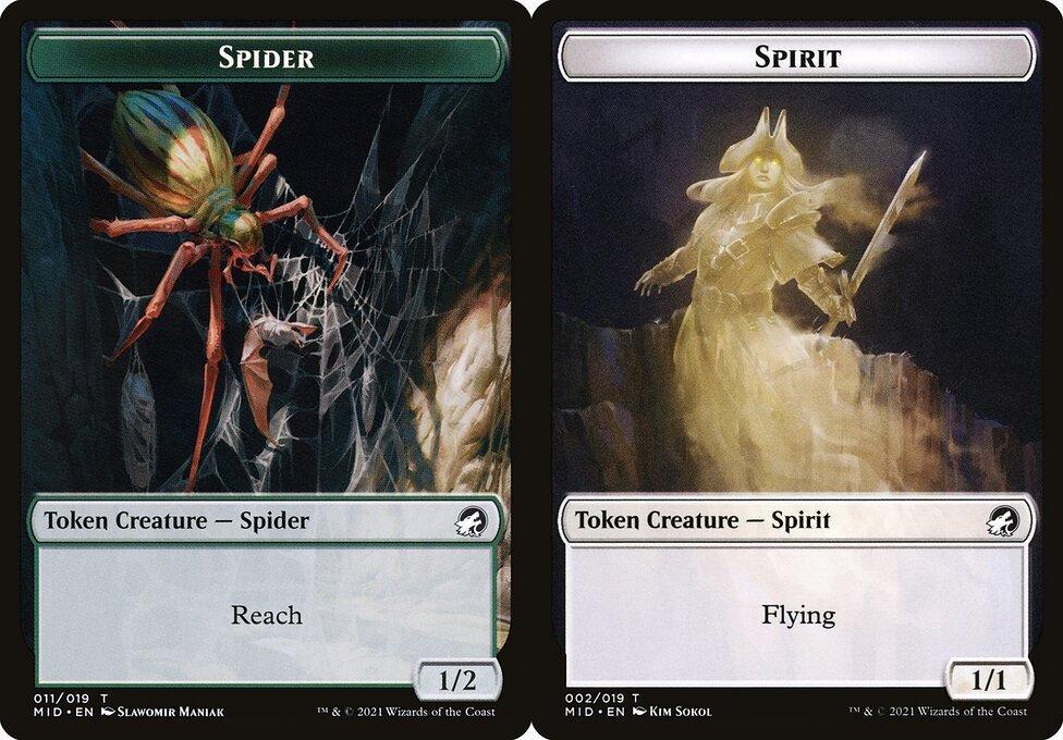Spider (011) // Spirit (002) Double-Sided Token - Foil