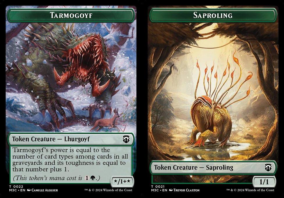 Tarmogoyf (0022) // Saproling (0021) Double-Sided Token - Ripple Foil