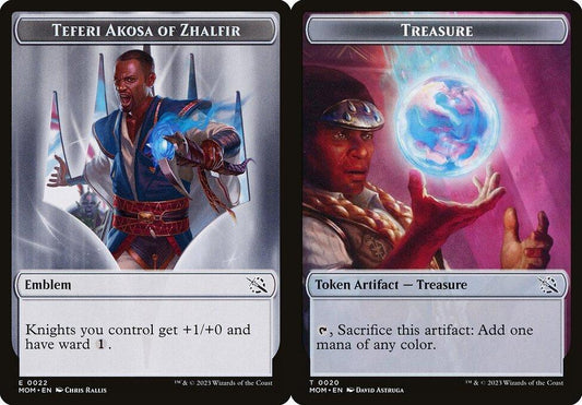 Teferi Akosa of Zhalfir Emblem (0022) // Treasure (0020) Double-Sided Token - Foil