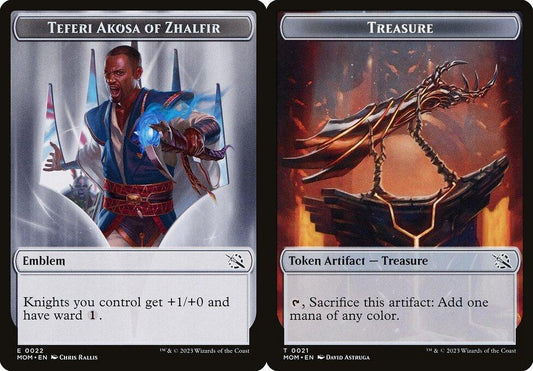 Teferi Akosa of Zhalfir Emblem (0022) // Treasure (0021) Double-Sided Token - Foil