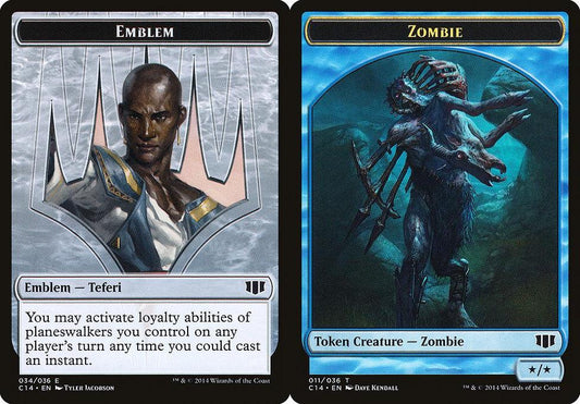 Teferi, Temporal Archmage Emblem (034) // Zombie (011) Double-Sided Token