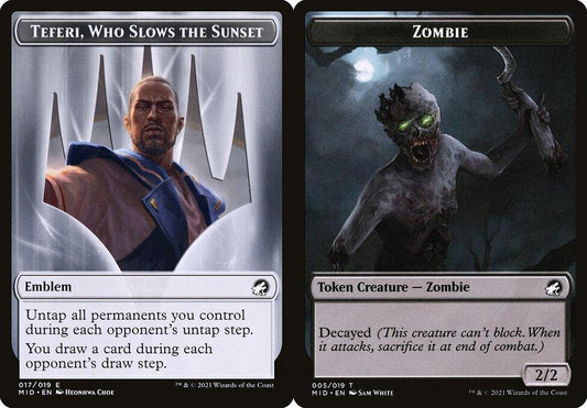 Teferi, Who Slows The Sunset Emblem (017) // Zombie (005) Double-Sided Token - Foil