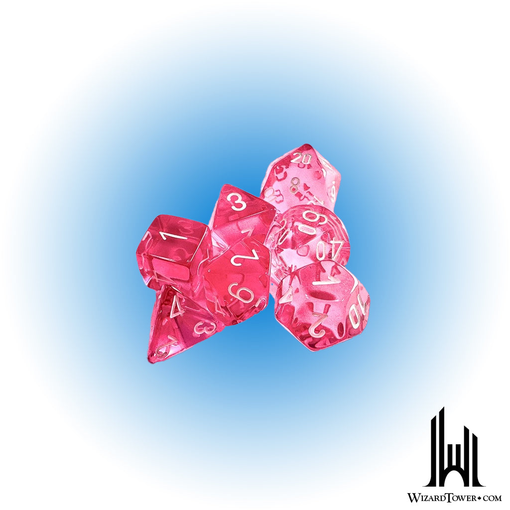 Dice Set - Translucent Pink / White 7ct