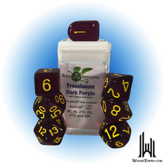 Dice Set - Translucent Dark Purple / Yellow 15ct