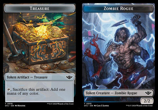 Treasure (0018) // Zombie Rogue (0015) Double-Sided Token - Foil
