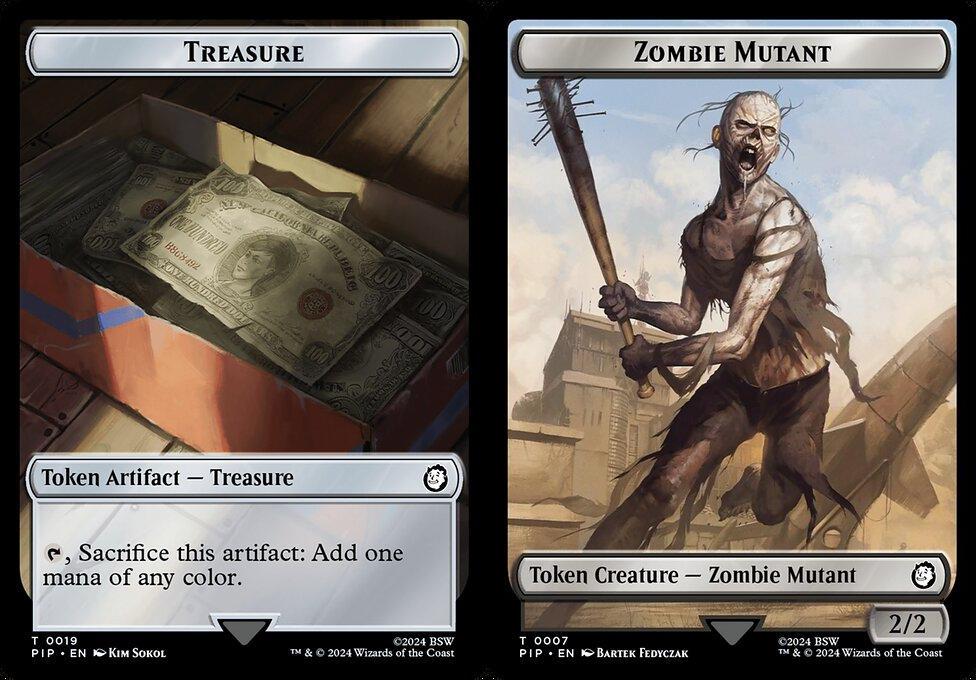 Treasure (0019) // Zombie Mutant (0007) Double-Sided Token - Foil