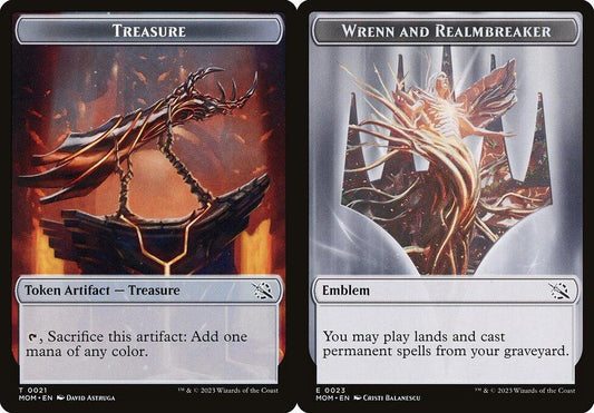 Treasure (0021) // Wrenn and Realmbreaker (0023) Double-Sided Token - Foil