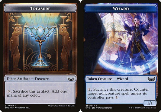 Treasure (017) // Wizard (005) Double-Sided Token - Foil