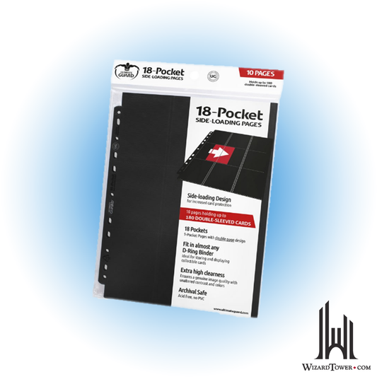 Card Holder Sheet - Side Loader Black 18-Pocket Pack of 10