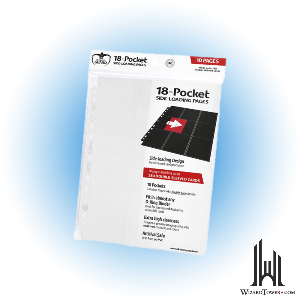 Card Holder Sheet - Side Loader White 18-Pocket Pack of 10