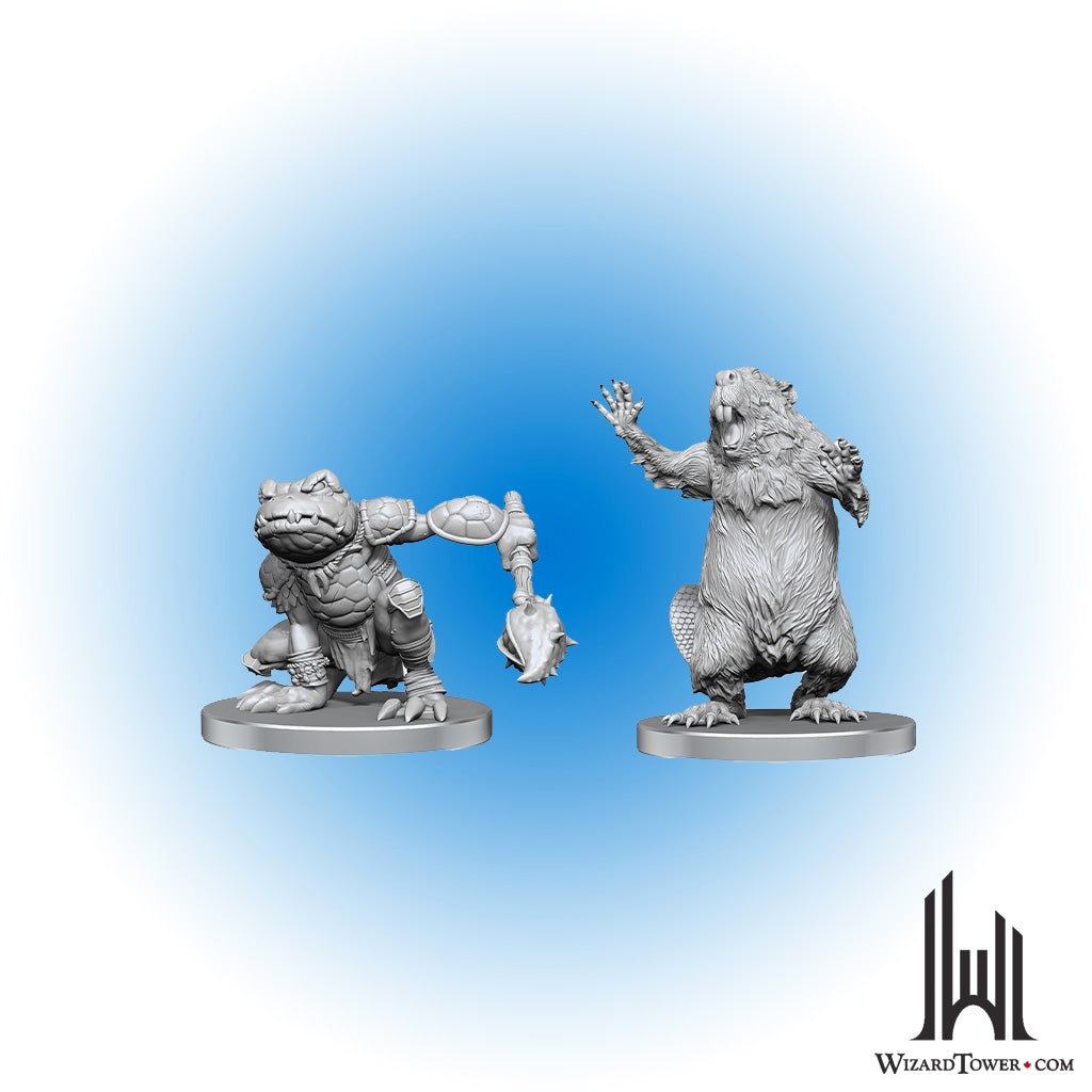 Unpainted Miniature - Pathfinder - Boggard Scout and Castoroides