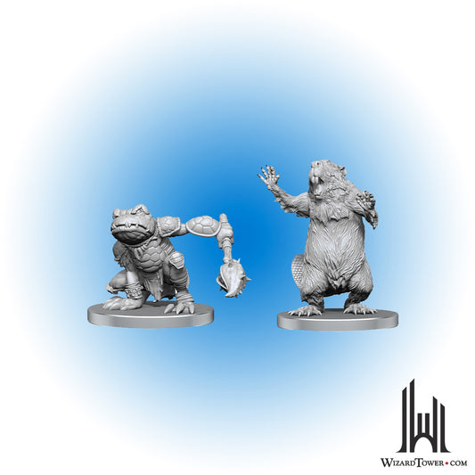 Unpainted Miniature - Pathfinder - Boggard Scout and Castoroides