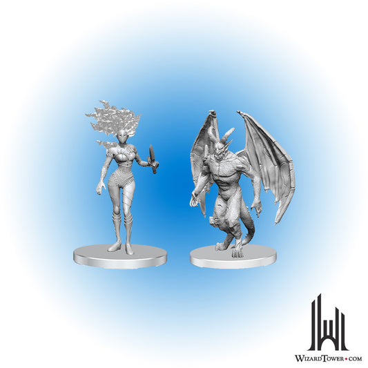 Unpainted Miniature - Pathfinder - Gargoyle and Shae