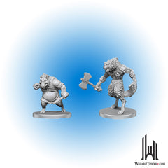 Unpainted Miniature - Pathfinder - Werewolf and Wereboar