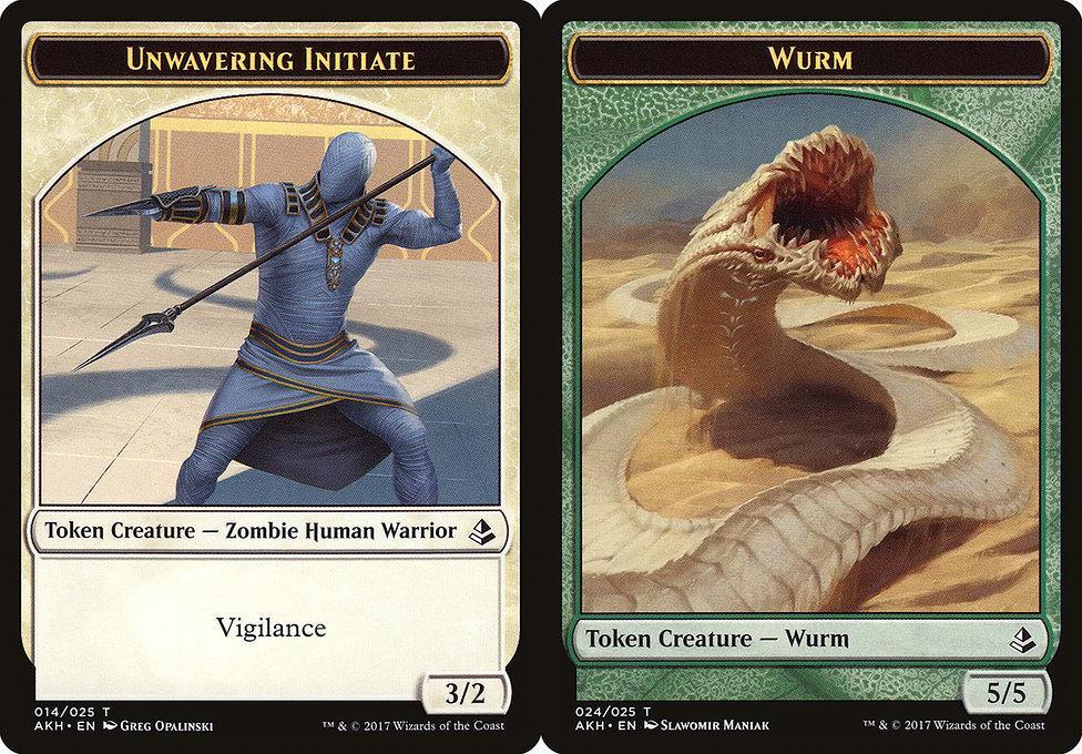 Unwavering Initiate (014) // Wurm (024) Double-Sided Token