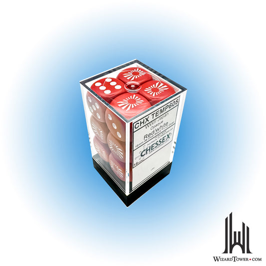 Dice Set - Opaque Japan Red / White 16mm d6 12ct