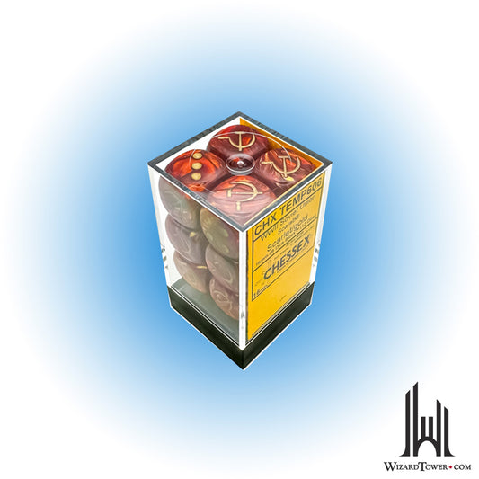 Dice Set - Scarab Soviet Scarlet / Gold 16mm d6 12ct