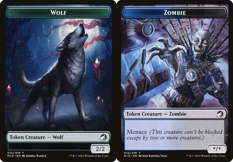 Wolf (013) // Zombie (015) Double-Sided Token - Foil