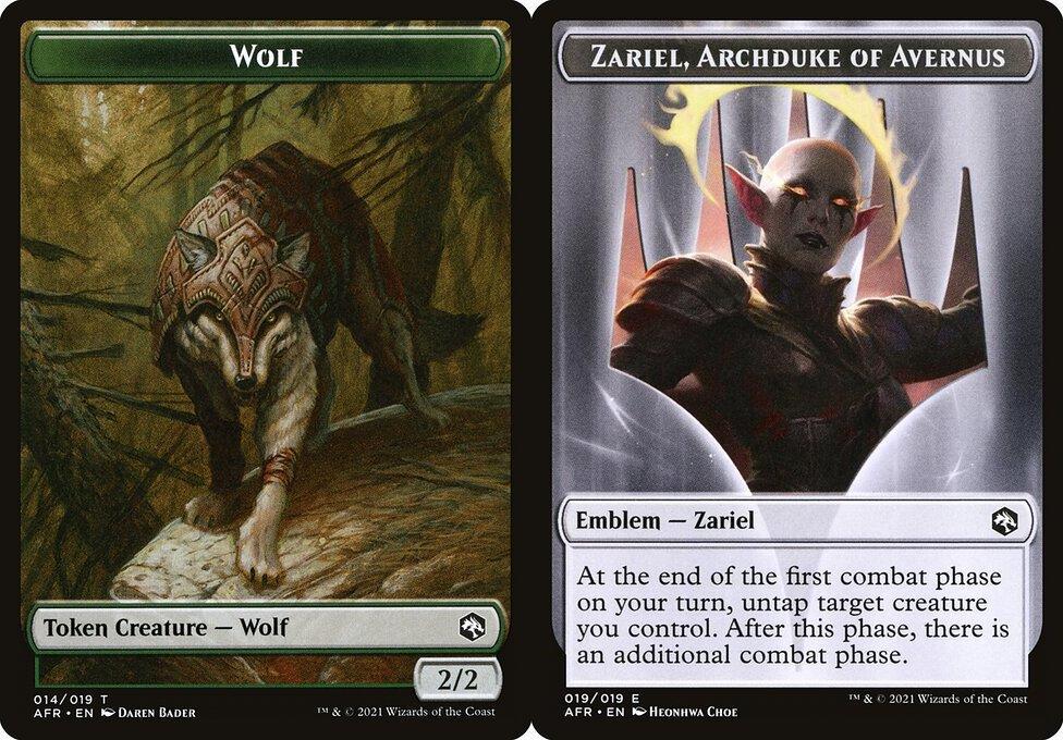 Wolf (014) // Zariel, Archduke of Avernus Emblem (019) Double-Sided Token - Foil