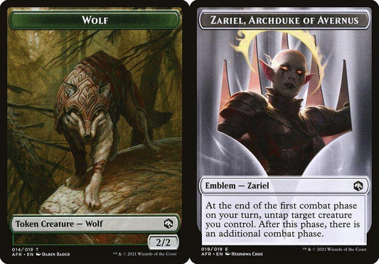 Wolf (014) // Zariel, Archduke of Avernus Emblem (019) Double-Sided Token - Foil